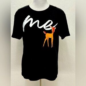 Disney Black Adult Tee Shirt with Bambi and the word "Me" on front